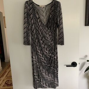 Lavender Brown Black and Gray Long Sleeve Dress, size M
